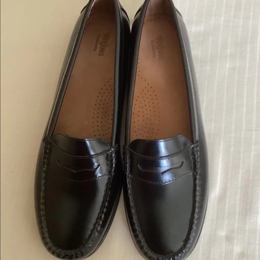 Bass Weejuns Shoes Men's Penny Loafers Black Leather Hand Crafted Sz 9.5 M